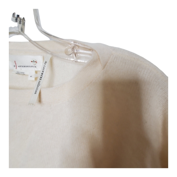 Anthropologie the cashmere collection soft crew sweater xs ivory cream 032 - Picture 8 of 10